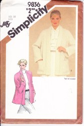 9836 JIFFY OPEN COLLAR UNLINED TOPPER JACKET PATTERN 10